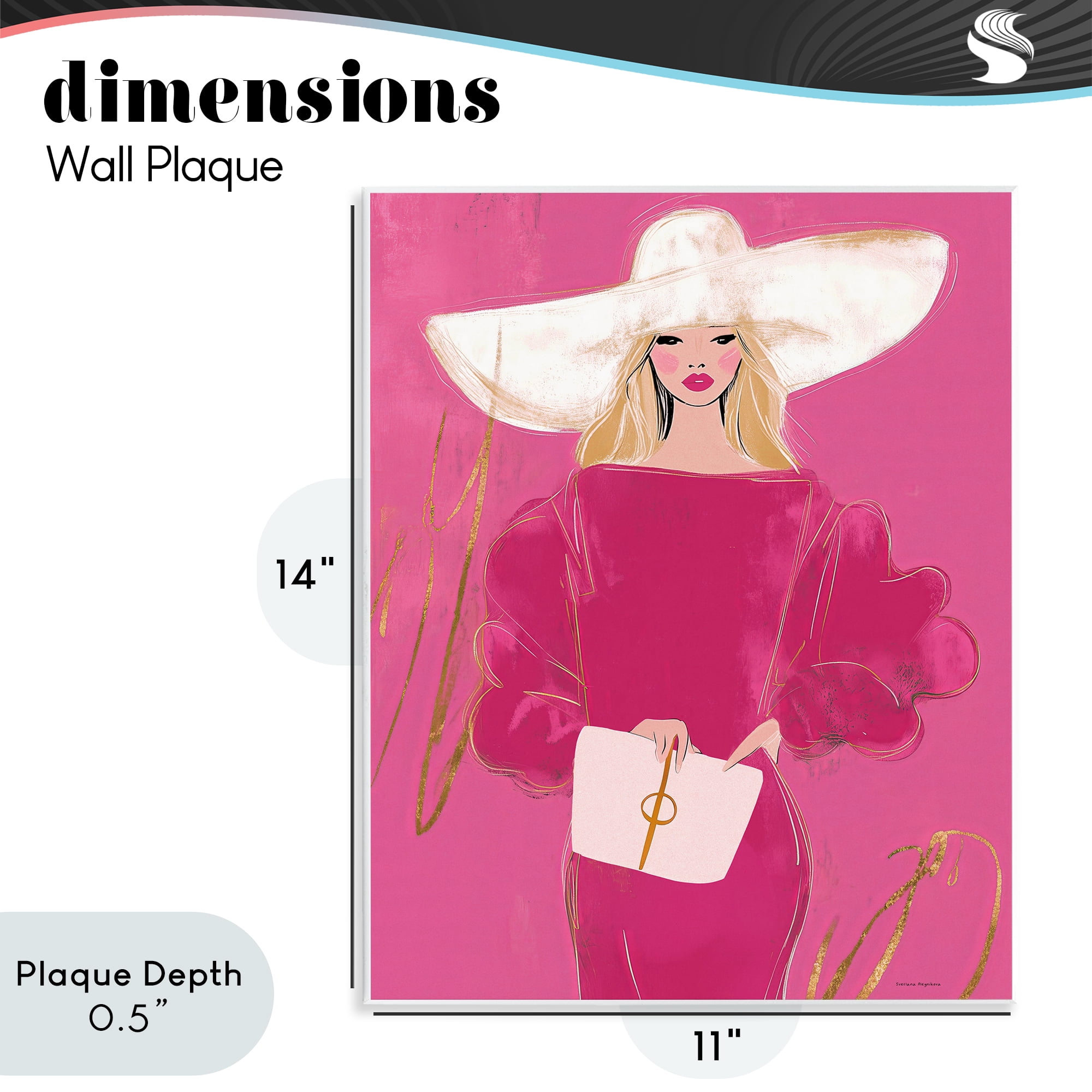 Stupell Industries Lady In Pink with Hat Wall Plaque Art, design by Svetlana Aleynikova