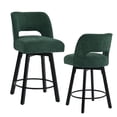 thumbnail image 5 of CRERIYO 360°Swivel Bar Stools Set of 2, Upholstered Linen Kitchen Island Chairs with Low Back, Thick Padded Seat and Circular Footrest, Green, 5 of 8