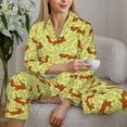thumbnail image 5 of KLL Floral Squirrel Print Women's Long Sleeve Pajamas with Pants Sleepwear Loungewear 2 Set-X-Large, 5 of 7