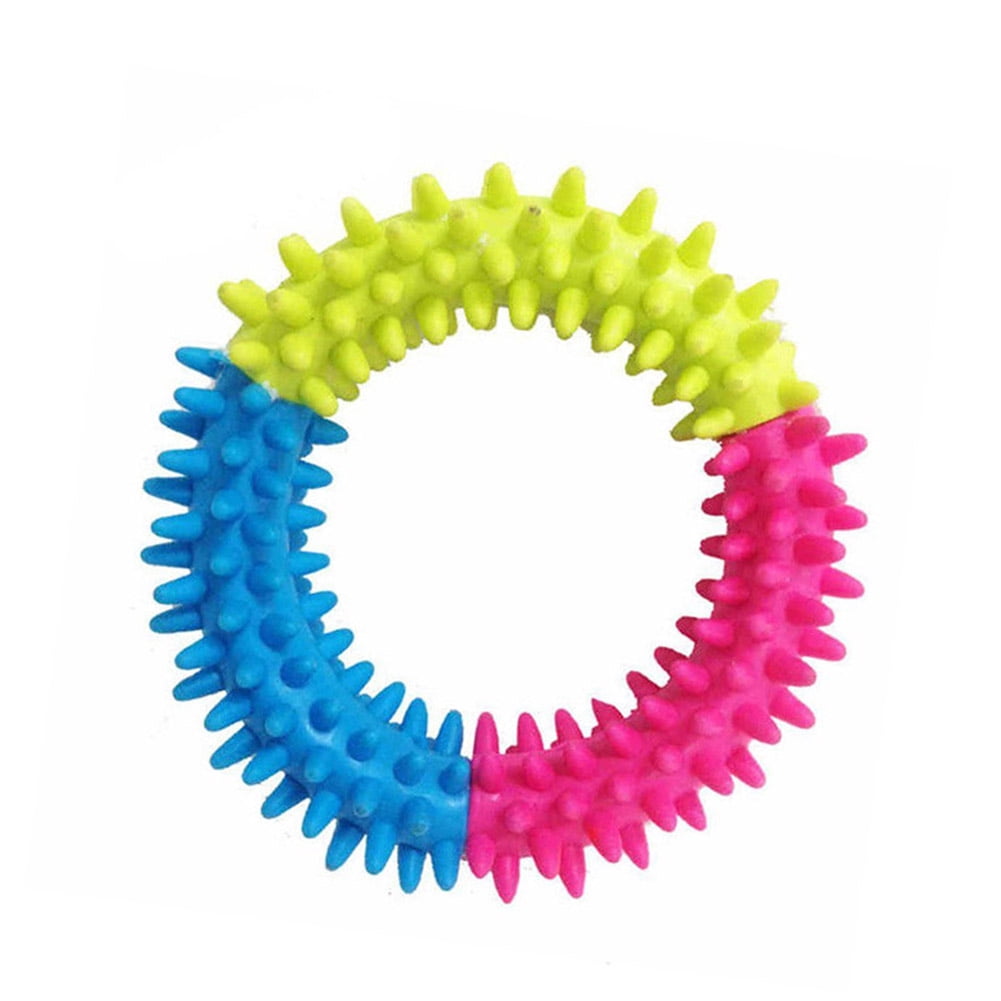 Dog Toy Puppy Dental Soft Rubber Teething Play Pet Train Chew Ring Healthy Gums Toys