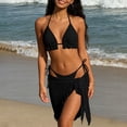thumbnail image 4 of Aimik Women's Ruffle Bikini Sets 3 Piece Bathing Suits Textured Triangle Wrap Skirt Side Tie Cheeky Bikini Swimwear, 4 of 6