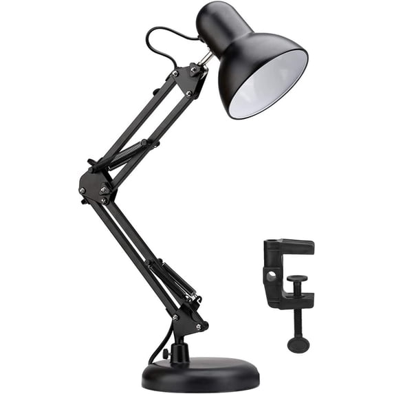 LINLIN LED Table Lamp, Metal Desk Lamp, Adjustable Goose Neck Swing Arm Table Lamp with Interchangeable Base Or Clamp for Bedroom, Study, Office, Table