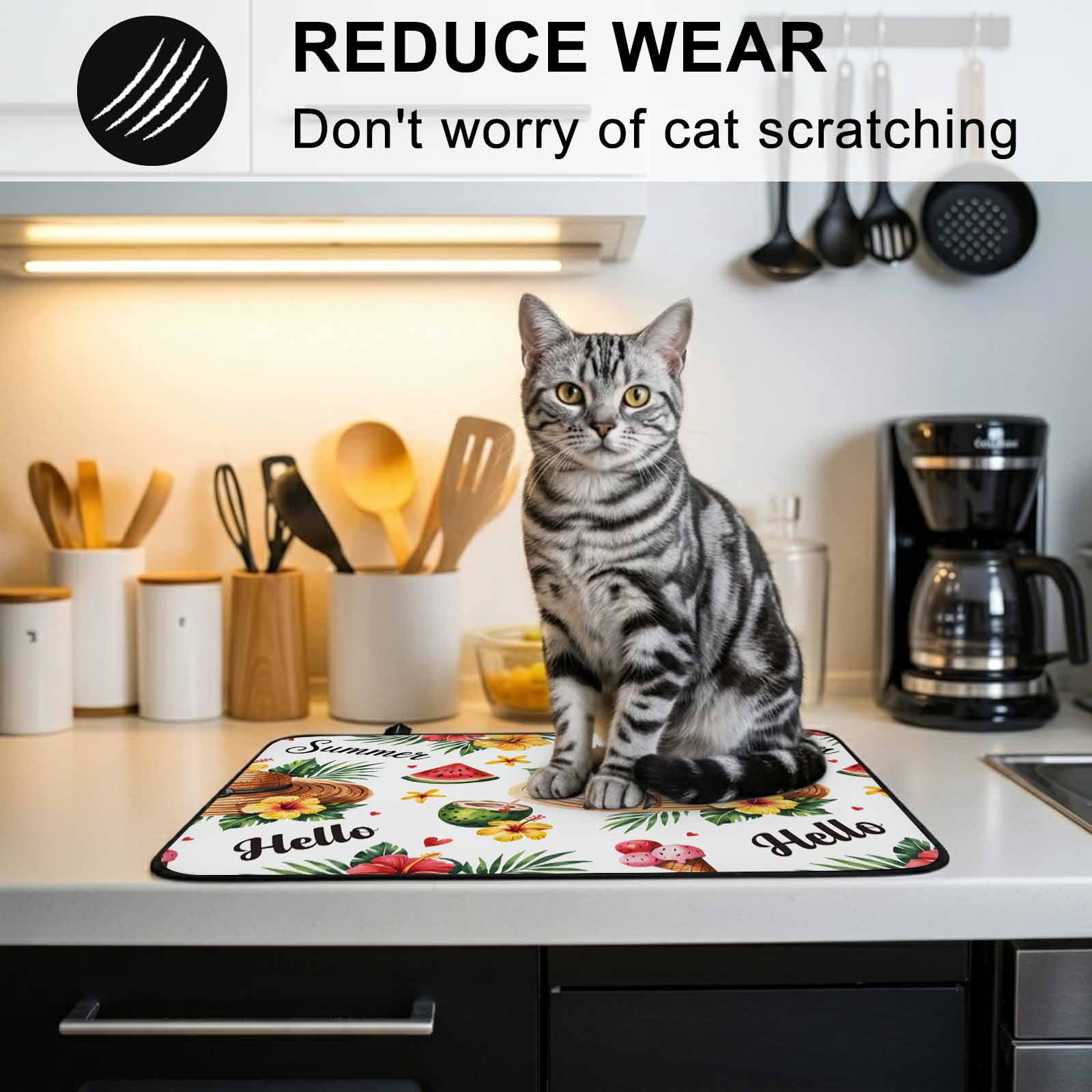 Summer Stove Top Cover for Electric Stove, Heat-proof & Non Slip Glass Top Stove Cover Protector, Tropical Plants Watermelon Coconut Straw Hat Kitchen Flat Cooktop Rubber Mat 31x24 Inches