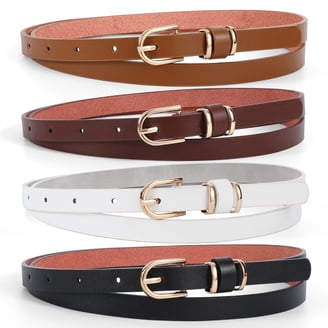 3119 Women\'s 2-pack Skinny Fashion Belt Set, Assorted 2 Pack Women Skinny Belt Thin Waist Belt with Fashion Gold  main image 3