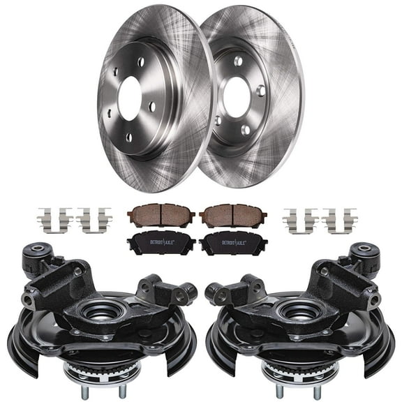 Detroit Axle - Rear Steering Knuckles & Wheel Hub Bearing Disc Brake Rotors Pads Replacement for 2004-2008 Subaru Forester - 6pc Set