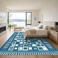 thumbnail image 3 of ODIKA 3'x5' Machine Washable Non-Slip Area Rug, Geometric Teal High Traffic Rug with Pad, Blue, 1048325, 3 of 8