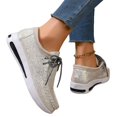 thumbnail image 4 of Glitter Sneakers for Women Platform Casual Walking Shoes Lace Up Sequin Fashion Shoes Lightweight Thick Sole Comfort, 4 of 7
