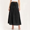 thumbnail image 2 of Vedolay Midi Skirts Women's Pleated High Waist Bow Tie Back Flowy A Line Midi Skirt with Pockets,Black S, 2 of 5