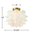 thumbnail image 7 of Possini Euro Design Modern Ceiling Light Semi Flush Mount Fixture White Flower Gold Metal 15 3/4" Wide Living Room Bedroom Kitchen, 7 of 7