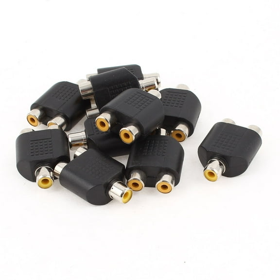 10 Pcs Stereo Female Plug to Dual RCA Female Jack Audio Splitter Connector