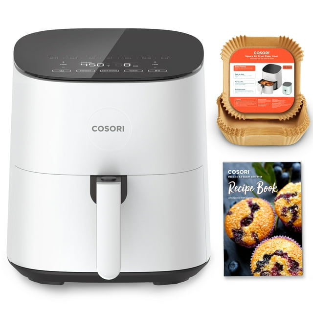 COSORI Air Fryer Pro LE - Freidora de aire de 5 cuartos de galón, con 20 forros de papel, 10 funciones que se secan, hornean, asan y precalientan, recordatorio de agitación, hasta 450 °F, 85% menos