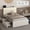 White, variant on E-Motie Twin Size Bed Frame with 4 Storage Drawers and LED Lights, Upholstered Platform Bed with Adjustable Headboard and Charging Station, Metal Slats Support, White