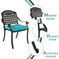 thumbnail image 6 of MEETWARM 3 Piece Patio Bistro Set, Outdoor All-Weather Cast Aluminum Dining Furniture Set Includes 2 Chairs with Cushions and a 35.4” Round Table with Umbrella Hole for Garden Deck, Ocean Blue, 6 of 7