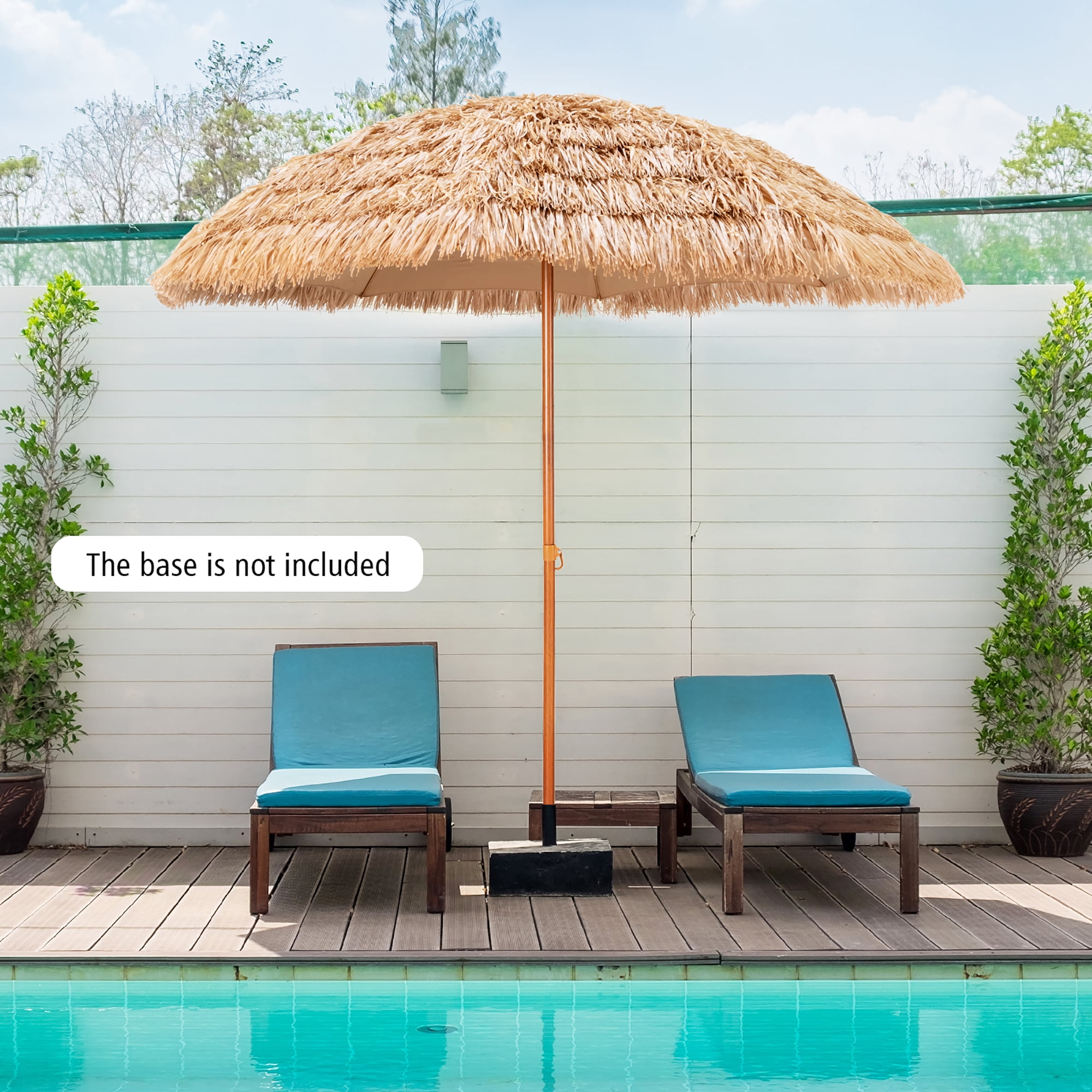 Costway 8 FT Patio Thatched Tiki Umbrella 8 Ribs Portable Hawaiian Hula Beach