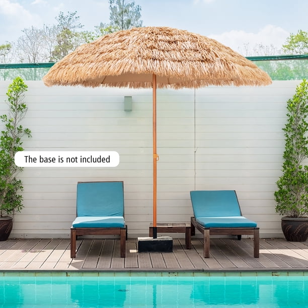 8 thatch patio tiki umbrella Member's Mark 8' Hula Thatched Hawaiian Style Beach Umbrella and 16 Giant Interior Fiberglass Ribs add Superior Strength - Lightweight, powder-coated aluminum umbrella Natural Color 【Tilt Mechanism 8 Foot Tiki Umbrella &