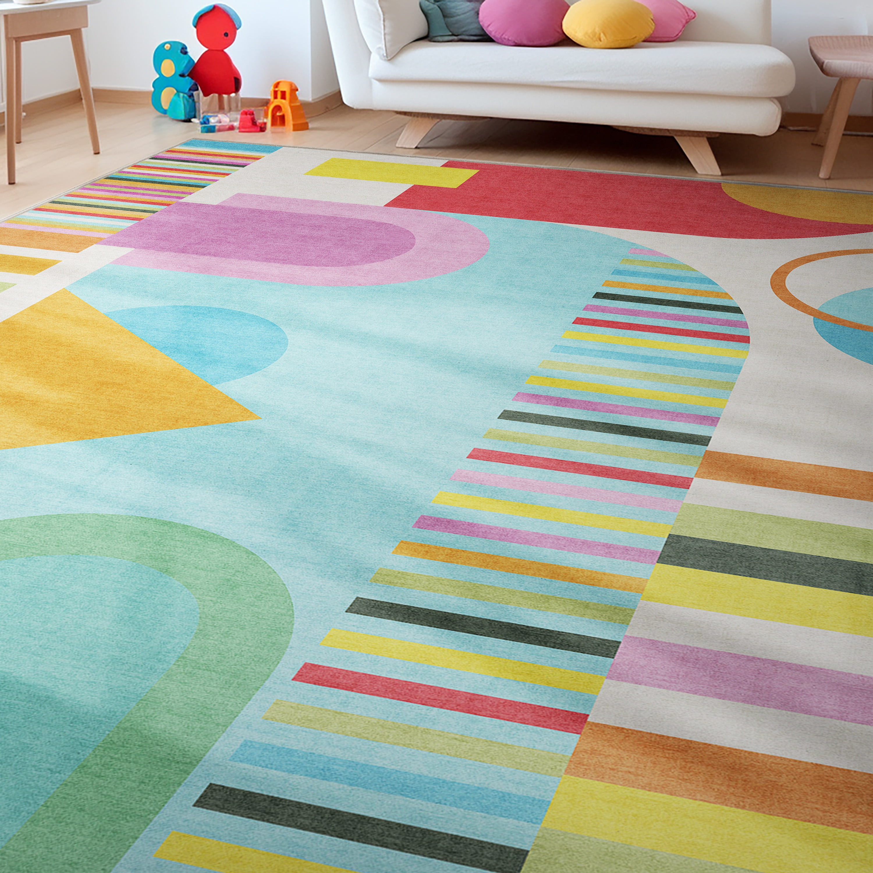 Well Woven Crayola Parade Multi Color 3'3" x 5' Area Rug Easy to Clean - Kid & Pet Friendly Rug Perfect for Playroom Living Room Bedroom