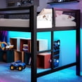 thumbnail image 6 of Leumius Twin XL Size Loft Bed with Gaming Desk,Metal Loft Bed Frame with Full Length Guardrail,LED Lights and USB Ports,Space-Saving,Black, 6 of 12