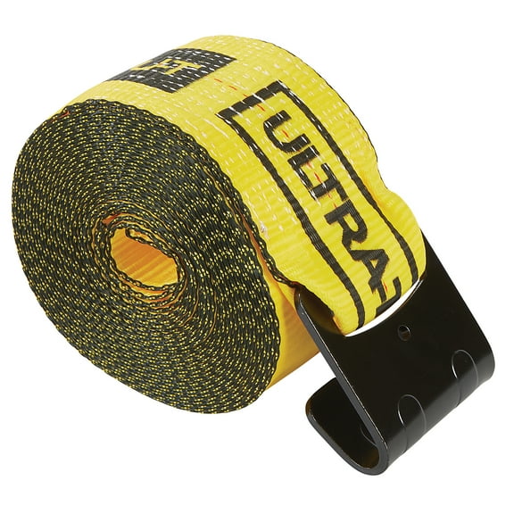 Ultra-Tow 4in. x 30ft. Winch Strap with Flat Hooks, 16,200-Lb. Breaking Strength, 5400-Lb. Working Load, Yellow