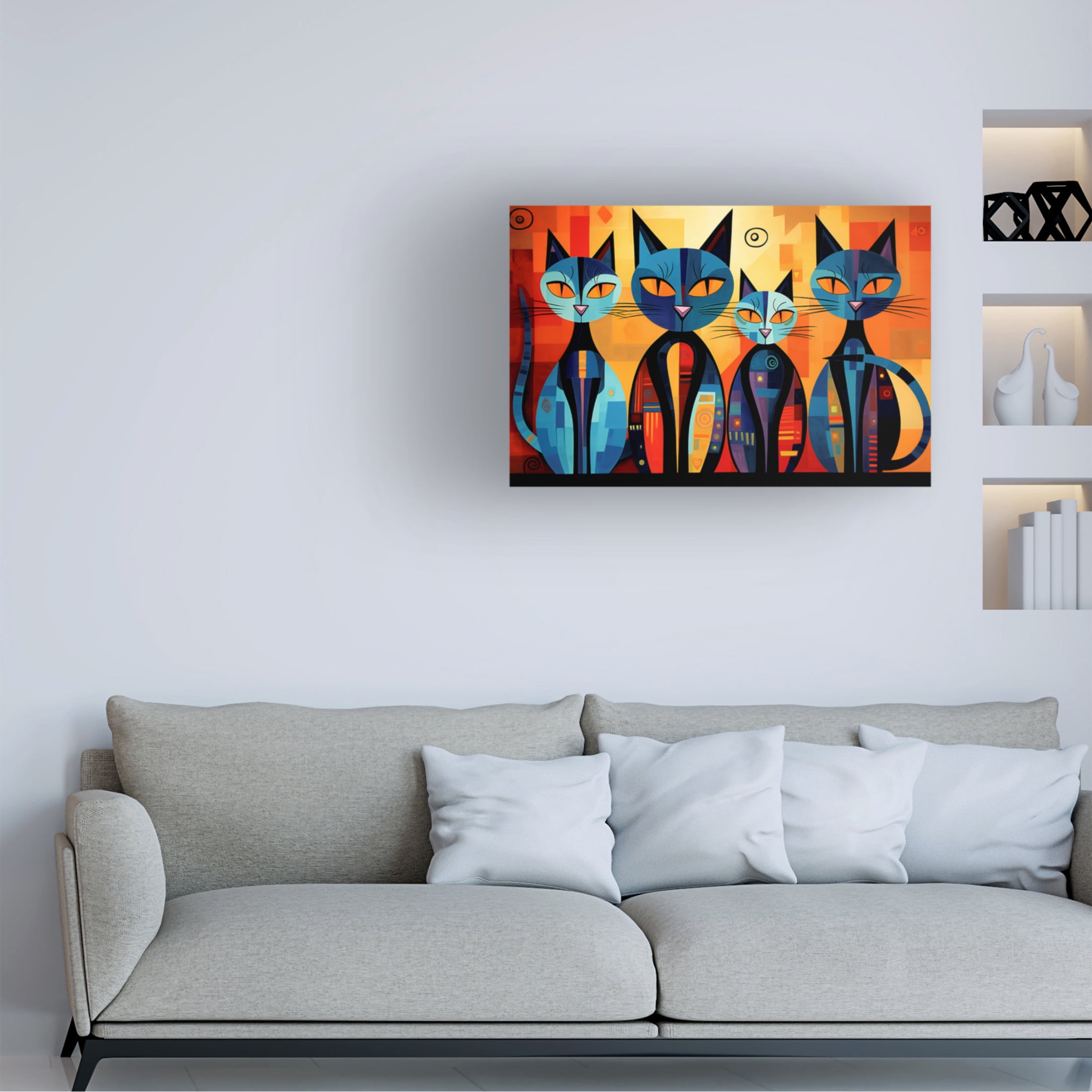 Canvas Wall Art - Ray Heere 'Colorful Cat 4' Wall Art for Living Room, Bedroom, or Office Décor by Trademark Fine Art - 24 x 16 Inches