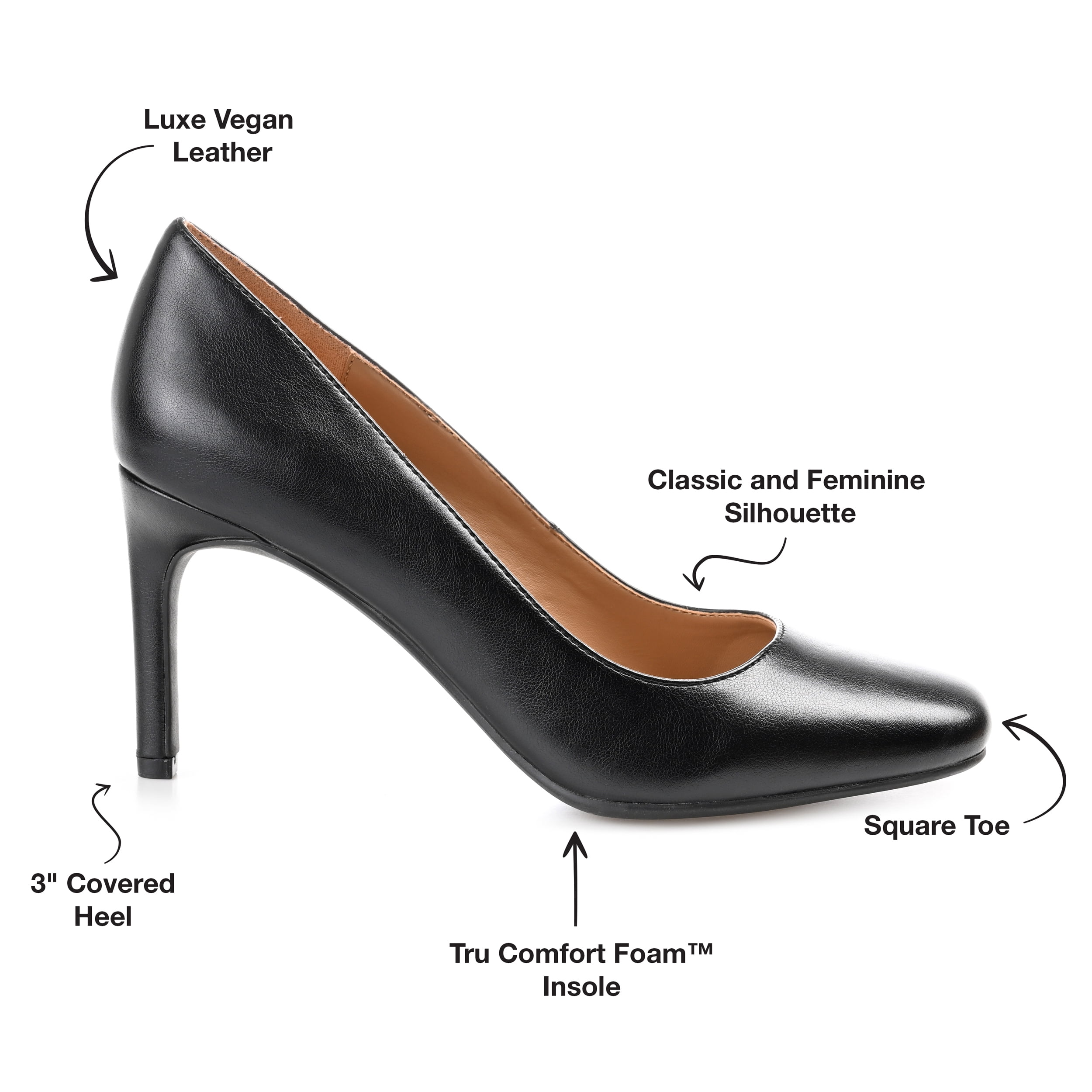 Journee Womens Monalee Square Toe Mid Heel Pumps, Widths Available