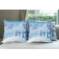 thumbnail image 6 of Ambesonne White Throw Pillow Cover 4 Pack, Little House Mountains, 18", Blue, 6 of 7