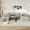 thumbnail image 3 of 137 inch U-Shaped Sectional Sofa, Cloud-Like Big Modular Couch with Chaise, No Assembly Required, High Density Foam Never Sags, Soft Corduroy Fabric Sofa for Large Space, (White), 3 of 12