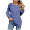 thumbnail image 3 of idosla Women Long Sleeve Shirts Fall Top Casual Pleated Blouse for Women Fashion (Blue, L), 3 of 9