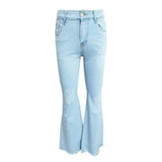spongebob squarepants Women Solid Color Solid Flared High Jeans Flares Ankle Fashion Pants Trouser