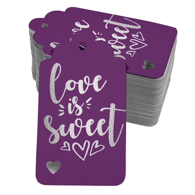 Inkdotpot 100 Pack Love Is Sweet Wedding Favor Paper Tags Craft Real Silver Foil Hang Tag