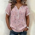 thumbnail image 7 of cocolona Womens Summer Striped Printed Tops Short Sleeve V Neck Loose Shirts Casual Pullover Blouses, 7 of 7