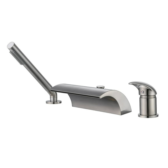 Sumerain Waterfall Roman Tub Faucet with Diverter Brushed Nickel, High Flow Waterfall Tub Filler