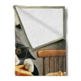 thumbnail image 2 of Ambesonne Cat Fleece Throw Blanket Kitty Having Feast with Cheese 50"x60" Marigold and Charcoal Grey, 2 of 5