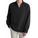 thumbnail image 1 of Camisas s Para Hombre Manga Corta Camisa suelta informal de talla grande para hombre Camisa con cuello vuelto Camisa de manga larga (Black, S), 1 of 5