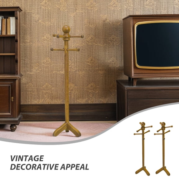 OULII 2Pcs Mannequin Dress Stand Miniature Storage Light Brown Wood Clothes Organization Indoor Play