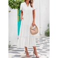 thumbnail image 3 of Vestido de verano KIRUNDO 2025 con cuello en V plisado, blanco, M, 3 of 9