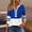 Blue, variant on Abomasnow Long Sleeve Shirts for Women 1/2 Zipper Color Block Tunic Tops Casual Crewneck Stripe Print Blouse S-3XL