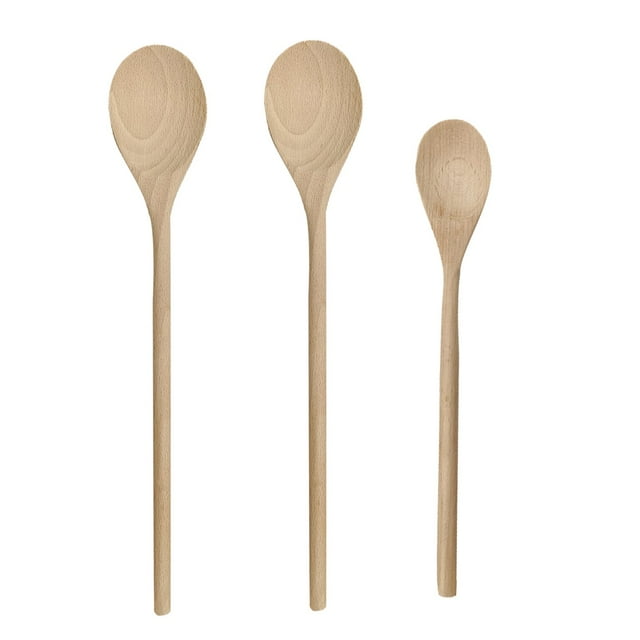 TIELUTT Ensemble de 3 Cuillères à Mélanger en Bois de Frêne Naturel Ensemble de Table à Manger pour 4 Napperons Ronds Napperons en Tissu pour Table à Manger