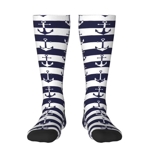Fotbe Anchors Calcetas Divertidas Estampadas para Hombre y Mujer, Calcetas de Algodón hasta la Rodilla para Caminar, Correr, Enfermería y Embarazo
