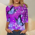 thumbnail image 1 of Pntutb moda mujer cuello redondo tres cuartos 3/4 manga camiseta otoño estampado blusa tops sudadera Pntutb Pntutb-3824, 1 of 5