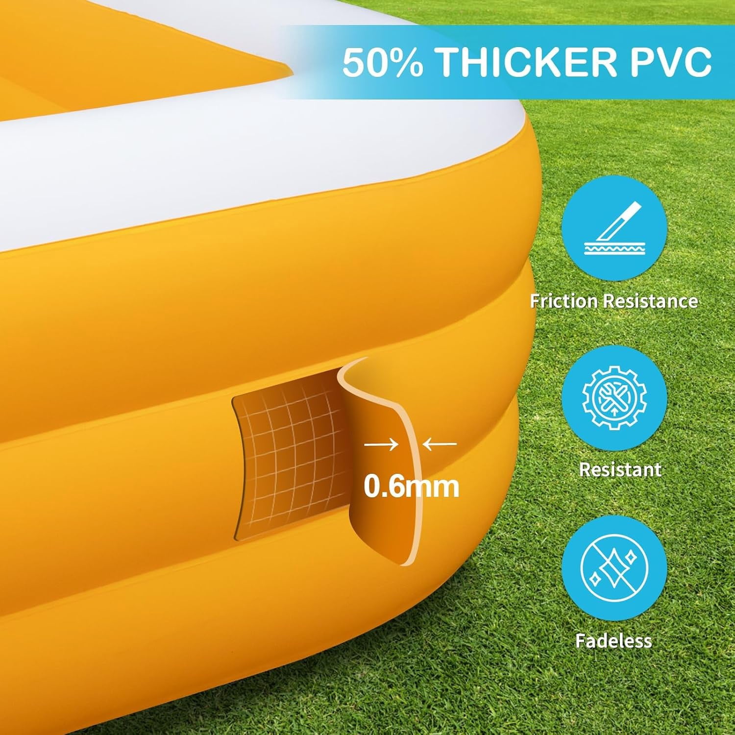 Large Inflatable Swimming Pool 145" X 74" X 22" for Family, Backyard, Garden, Summer Water Party