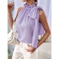 thumbnail image 6 of Women'S Tank Tops High Necked Ruffle Striped Tie Sleeveless Blouse Top XXL, 6 of 9