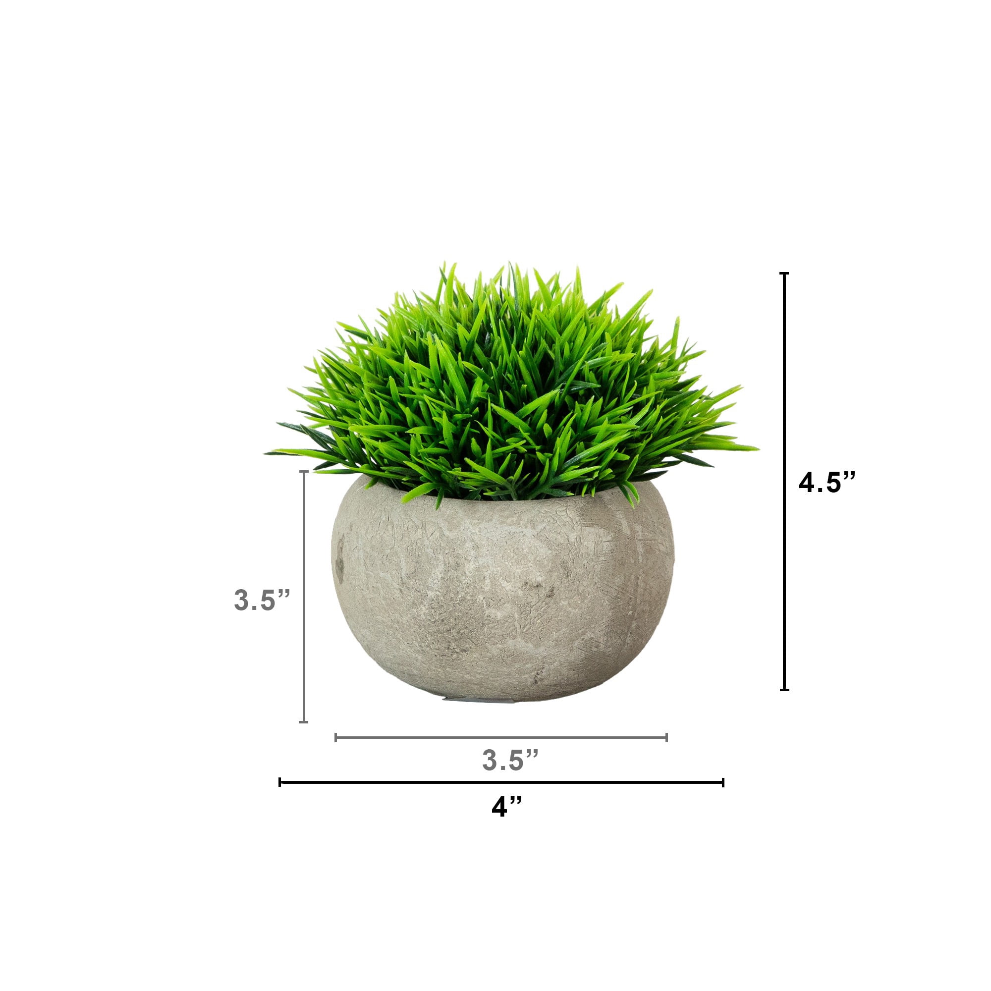 4.5in. Artificial Grass Plant in Cement Planter - Set of 2