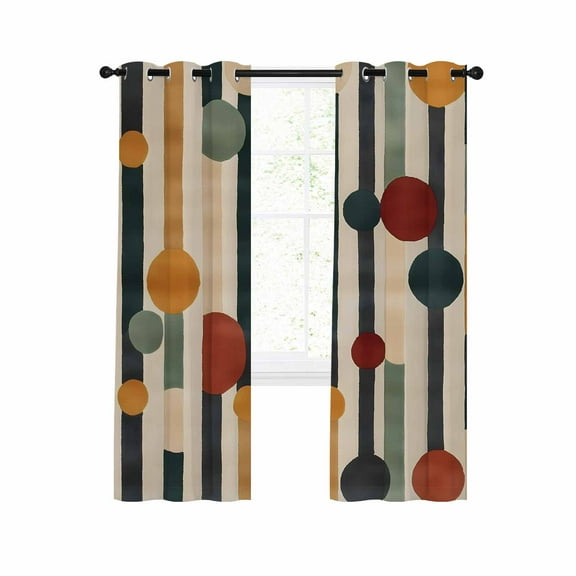 Abstract Boho Blackout Curtains 54 Inches Long for Bedroom, Vintage Multicolored Geometric Stripes Thermal Insulated Room Darkening Black Out Window Curtain Panels Grommet Drapes for Living Room