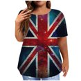 thumbnail image 2 of Usmixi Shirts for Women Independence Day Casual Plus Size Patriotic Tunic Tee Tops Summer Trendy USA Flag Print Short Sleeve Round Neck Ladies Blouses Wine XXXXL, 2 of 6