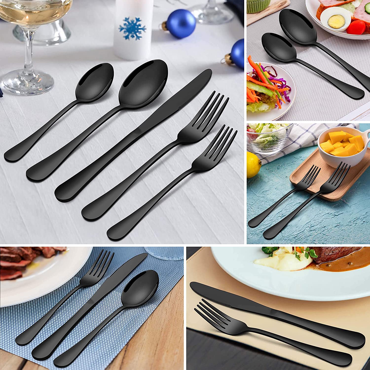 Vesteel 20-Piece Black Stainless Steel Flatware Set for 4 photo 3