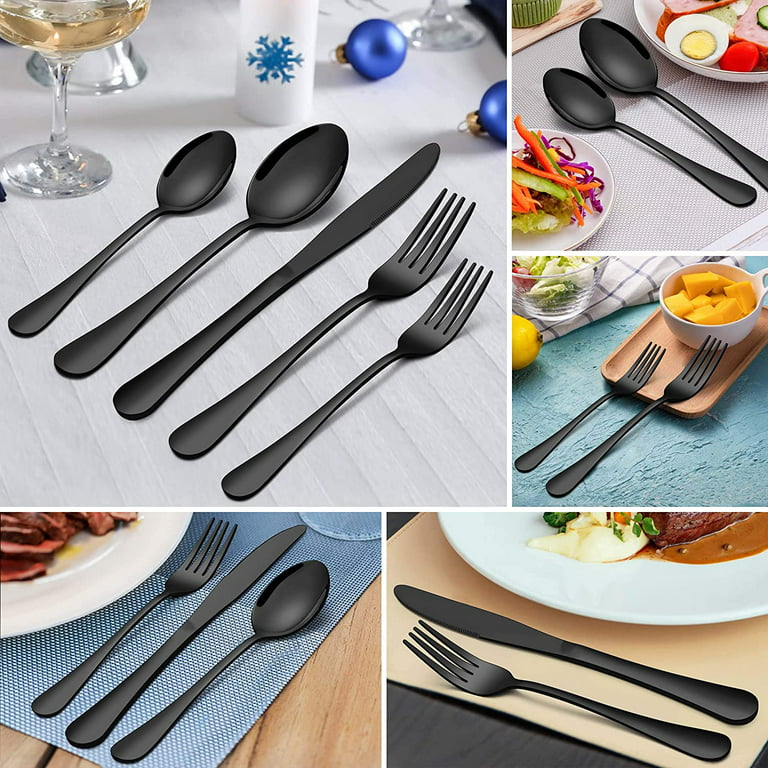 Vanys Silverware Set, Matte Black Flatware Cutlery Set Service for 4, Satin  Finish 20 Piece Stainless Steel Utensils Set for Home and Restaurant