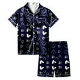 thumbnail image 2 of Girls Satin Pajamas Valentine Pjs Short Sleeve Heart Button Down Nightwear Girls Pajama Set 8-9 Years, 2 of 4