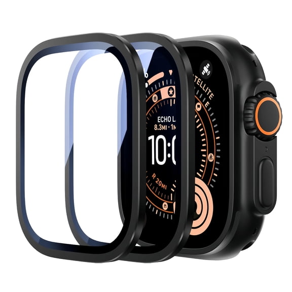 49mm screen protector for the Apple Watch Ultra 3/2/1, featuring 9H-hardness tempered glass with a metal frame and responsive touch sensitivity