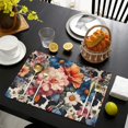 thumbnail image 3 of Pioneer Flower Floral Print Pattern Summer Placemats Table Placemats Set Of 6-Linen Kitchen Washable Placemats Table Mats 12x18 Inch Non-Slip Heat Resistant, 3 of 5
