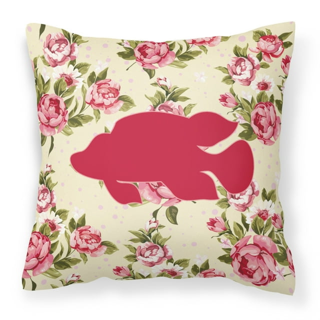 Caroline's Treasures BB1013-RS-YW-PW1414 Fish Tropical Fish Shabby Yellow Roses Pillow 14 x 14 Multicolor